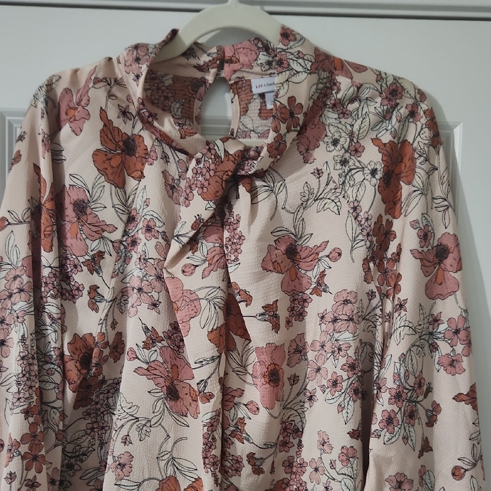 Liz Claiborne Floral Blouse - Size 1X - Picture 3 of 8